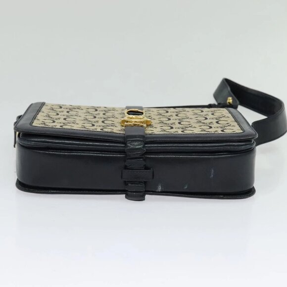 CELINE C Sulky Shoulder Bag Canvas Navy Gold - Picture 6 of 16